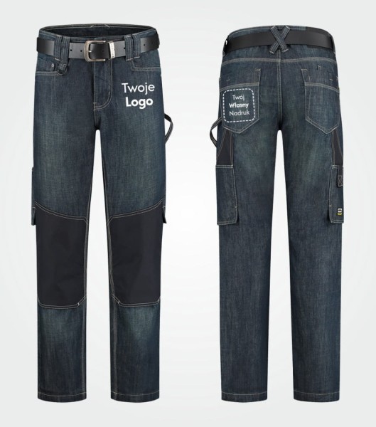 Spodnie Unisex Robocze Jeans z Własnym Nadrukiem