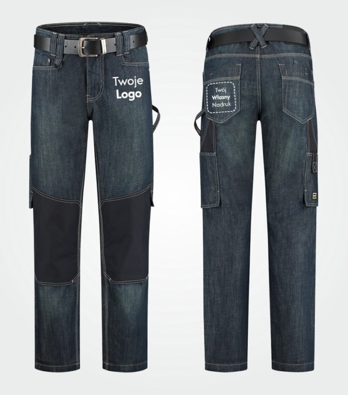 Spodnie Unisex Robocze Jeans z Własnym Nadrukiem