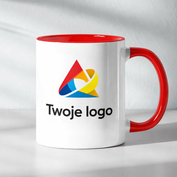 Kubek czerwony z logo firmy