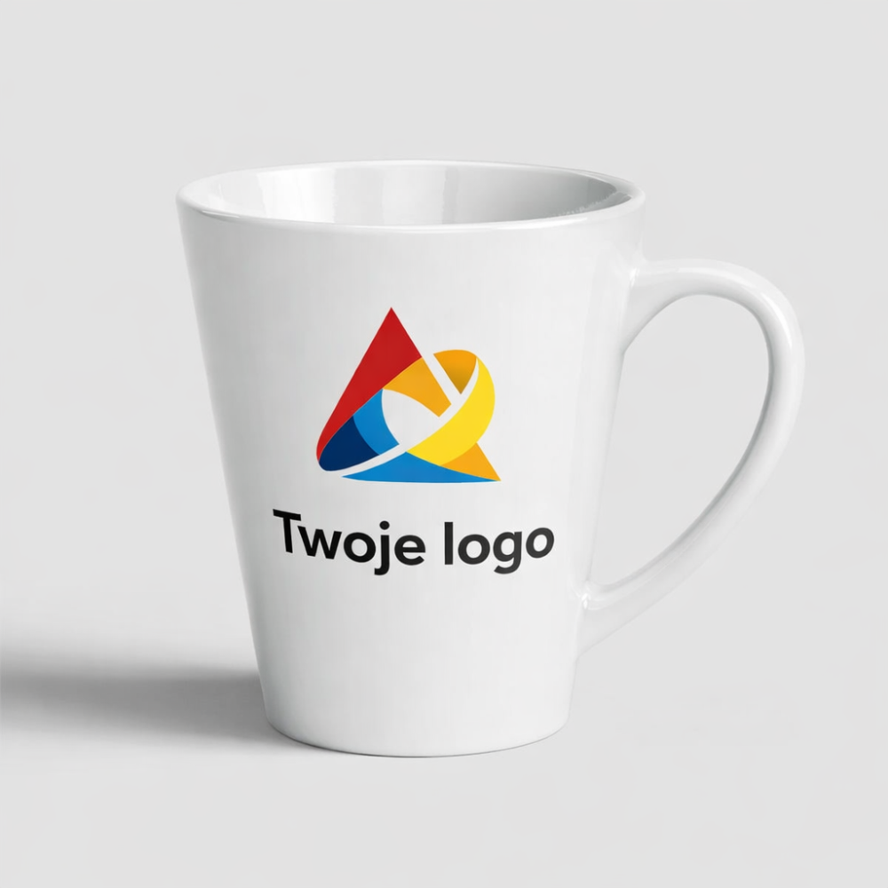 Kubek Latte Biały Z Logo Firmy