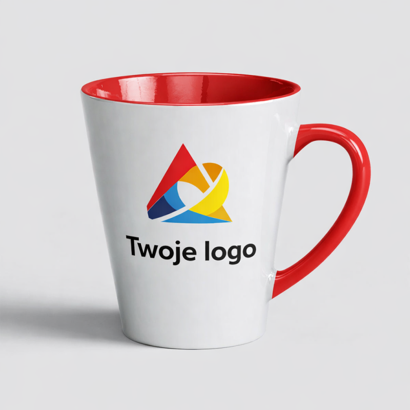 Kubek Latte Czerwony Z Logo Firmy
