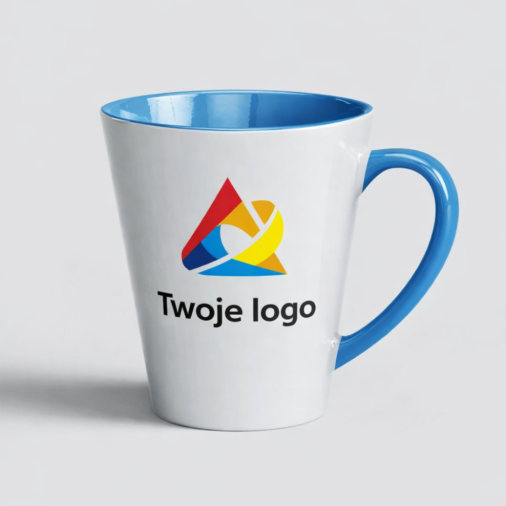 Kubek Latte Niebieski Z Logo Firmy