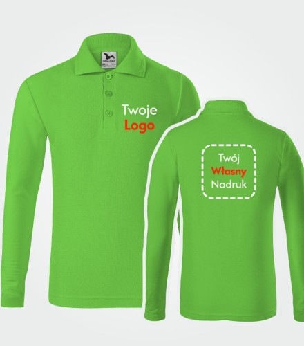 Koszulka Dziecięca Polo Długi Rękaw z Własnym Nadrukiem 200g - Pique