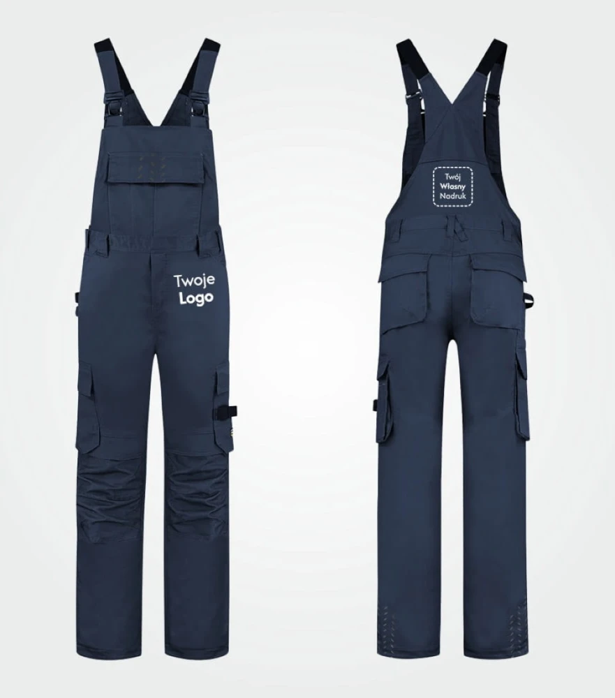 Ogrodniczki Unisex Robocze Bib & Brace Twill z Własnym Nadrukiem