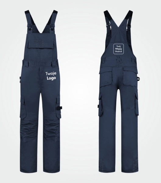 Ogrodniczki Unisex Robocze Bib & Brace Twill z Własnym Nadrukiem