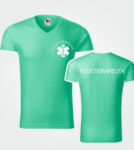Koszulka V-neck Męska Fizjoterapeuta 180g - Slim Fit