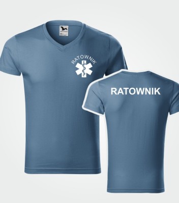 Koszulka V-neck Męska Ratownik 180g - Slim Fit