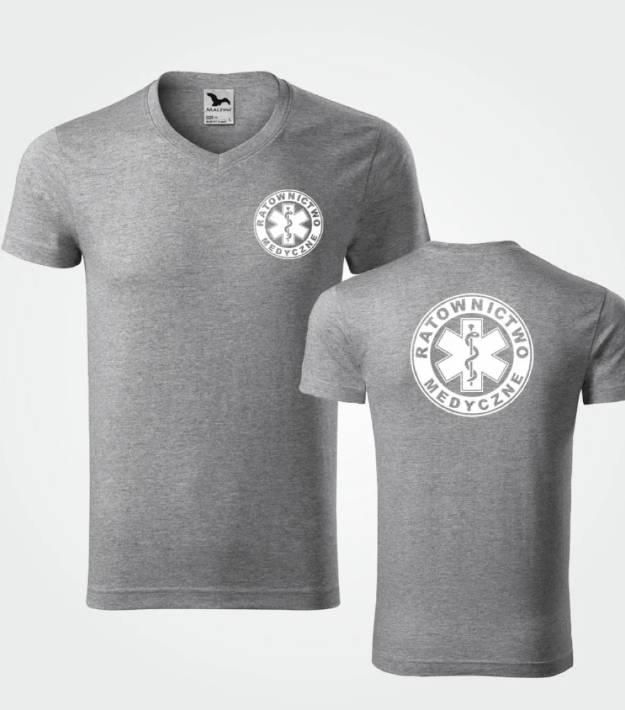 Koszulka V-neck Męska Ratownictwo Medyczne 180g - Slim Fit