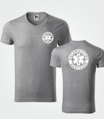 Koszulka V-neck Męska  Ratownictwo Medyczne 180g - Slim Fit