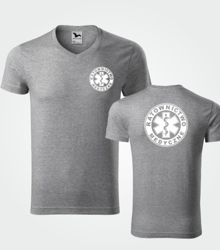 Koszulka V-neck Męska  Ratownictwo Medyczne 180g - Slim Fit