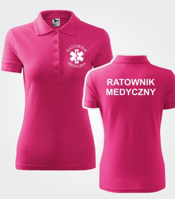 Koszulka Polo Damska Ratownik Medyczny 200g - Pique