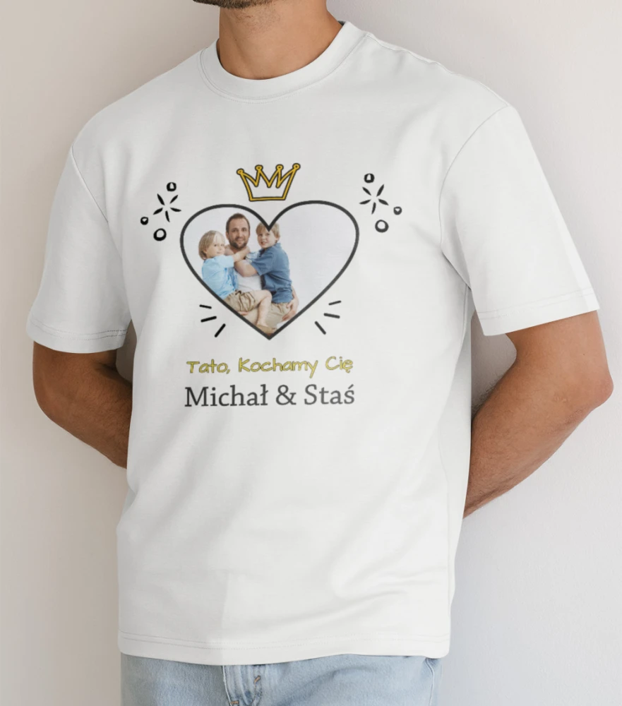 Koszulka Na Dzień Taty Z Imionami i Zdjęciem