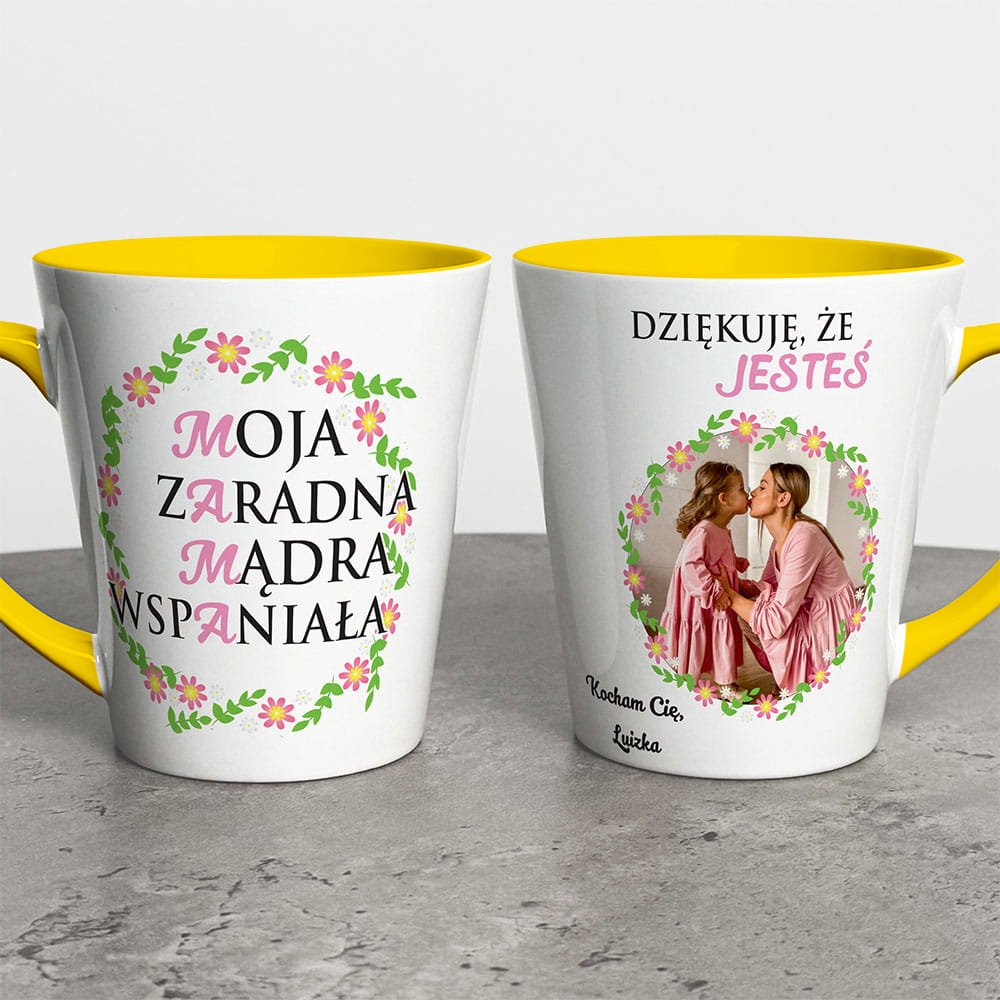 Kubek Latte Na Dzień Mamy Ze Zdjęciem i Imieniem