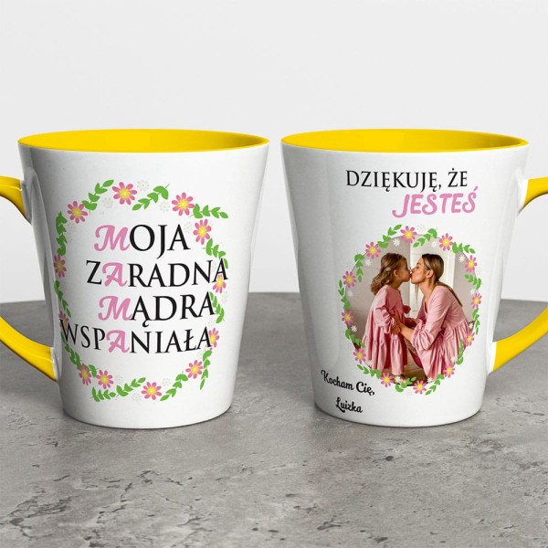 Kubek Latte Na Dzień Mamy Ze Zdjęciem i Imieniem