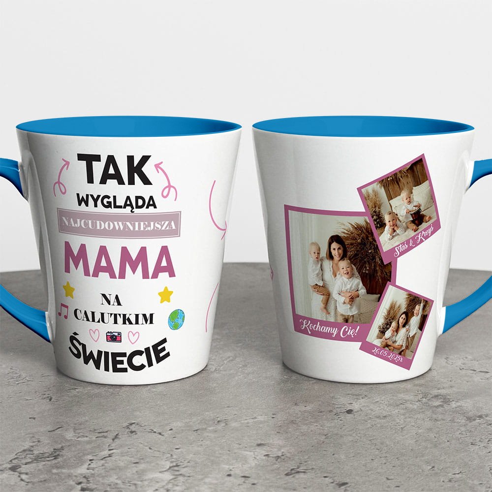 Kubek Latte Na Dzień Mamy Ze Zdjęciem i Imieniem