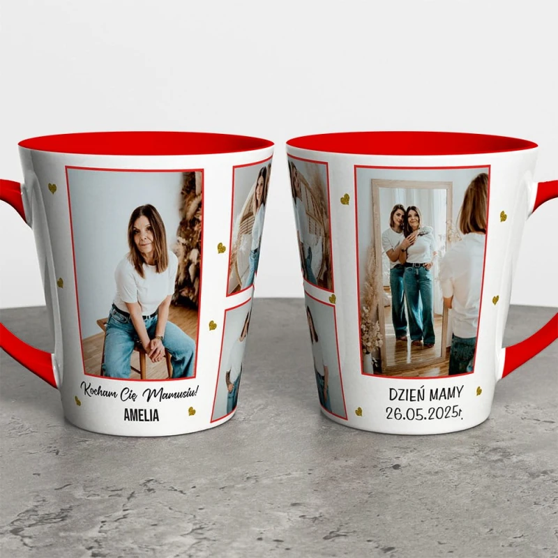 Kubek Latte Na Dzień Mamy Ze Zdjęciami i Imieniem