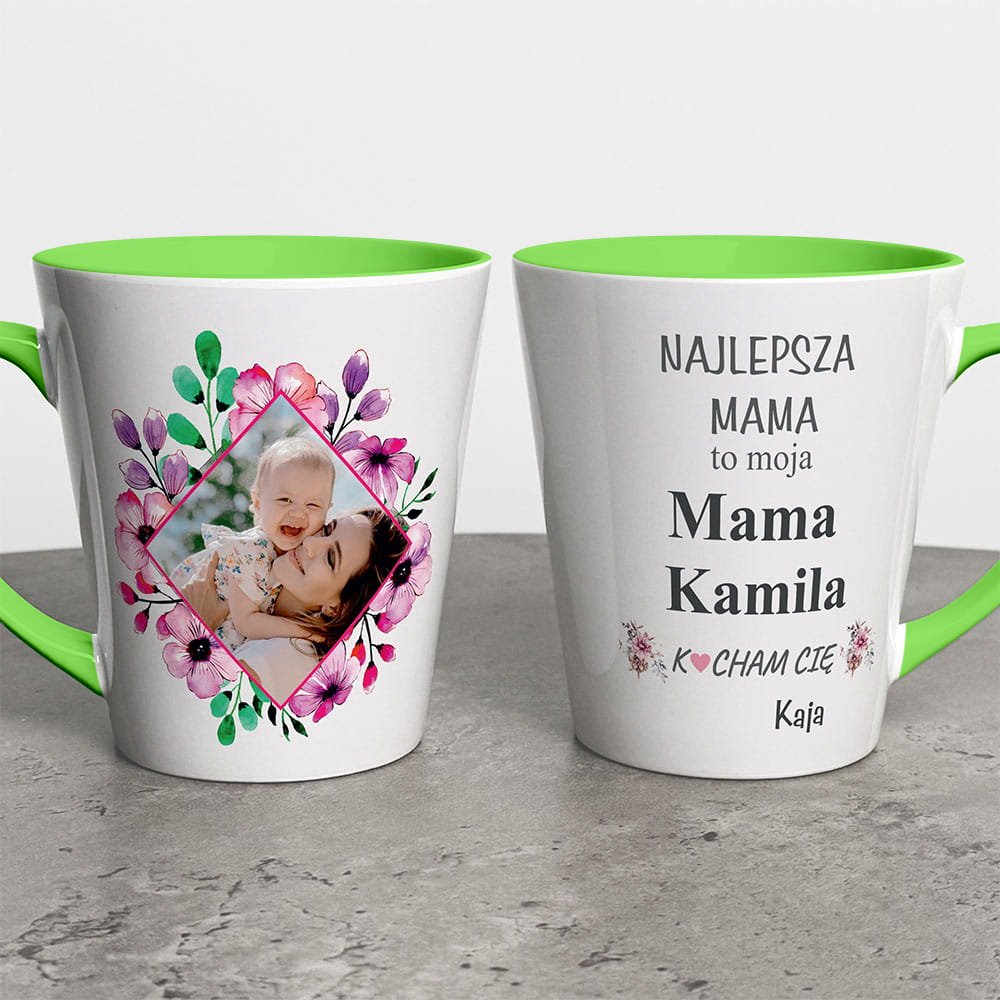 Kubek Latte Na Dzień Mamy Ze Zdjęciem i Imieniem