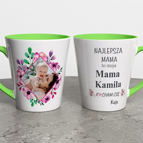 Kubek Latte Na Dzień Mamy Ze Zdjęciem i Imieniem