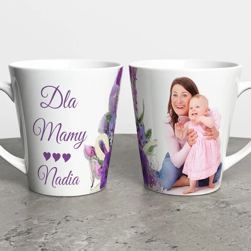 Kubek Latte Prezent Dla Mamy Ze Zdjęciem i Imieniem