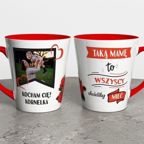 Kubek Latte Na Dzień Mamy Ze Zdjęciem i Imieniem