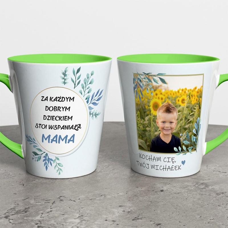 Kubek Latte Na Dzień Mamy Ze Zdjęciem i Imieniem