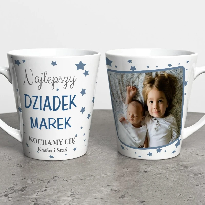 Kubek Latte Dla Dziadka Ze Zdjęciem i Imionami
