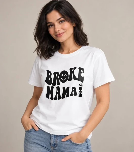 Koszulka Dla Mamy Broke Mama z Imieniem – miniatura 1000 × 1134
