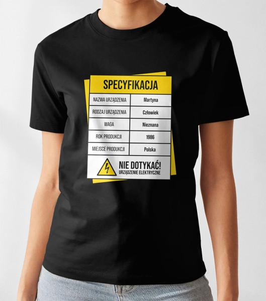 Koszulka Damska Prezent Na Urodziny Specyfikacja