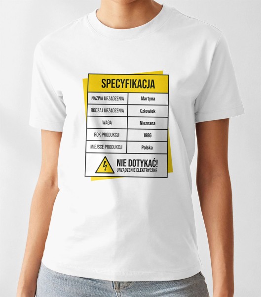 Koszulka Damska Prezent Na Urodziny Specyfikacja