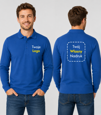 Koszulka Męska Polo z Własnym Nadrukiem 180g – Single J. LS