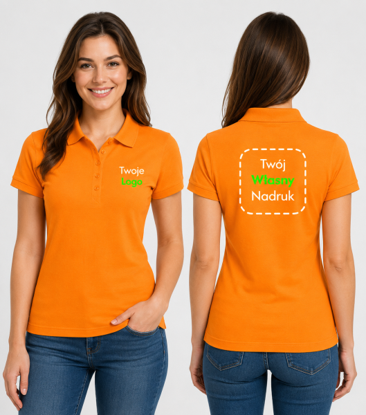 Koszulka Damska Polo z Własnym Nadrukiem 170g - Cotton