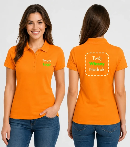 Koszulka Damska Polo z Własnym Nadrukiem 170g - Cotton