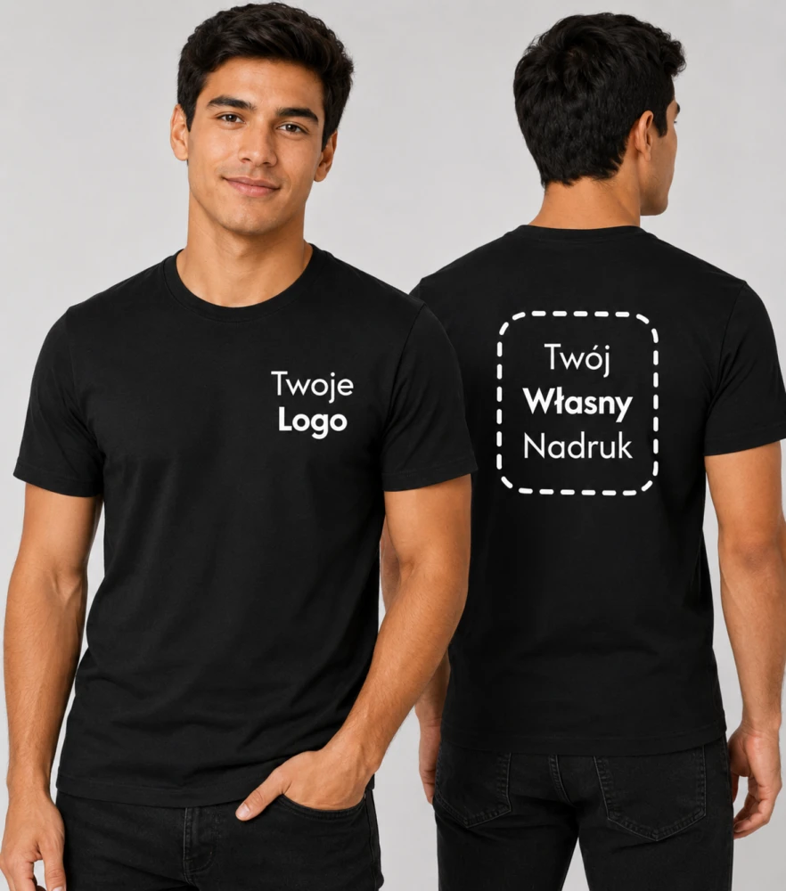 Koszulka Męska T-shirt z Własnym Nadrukiem 160g - Basic Recycled