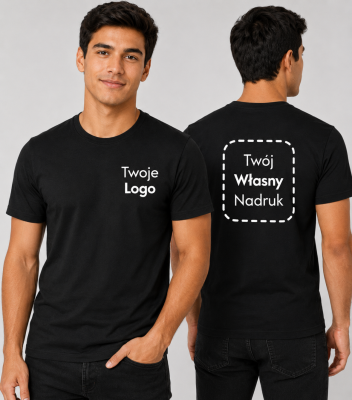 Koszulka Męska T-shirt z Własnym Nadrukiem 160g - Basic Recycled