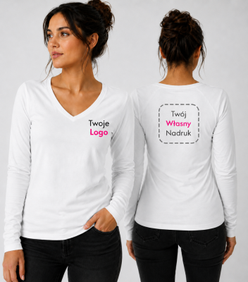 Koszulka Damska V-neck z Własnym Nadrukiem 180g - Elegance