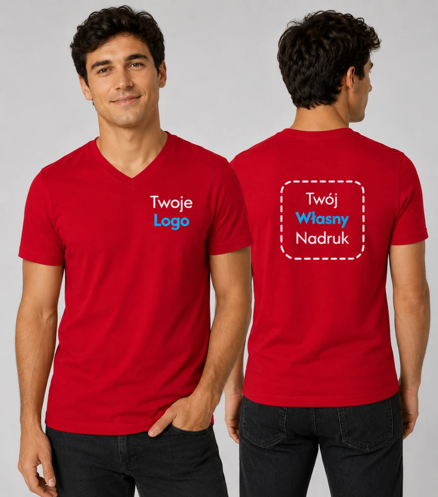 Koszulka Męska V-neck z Własnym Nadrukiem 180g – Action