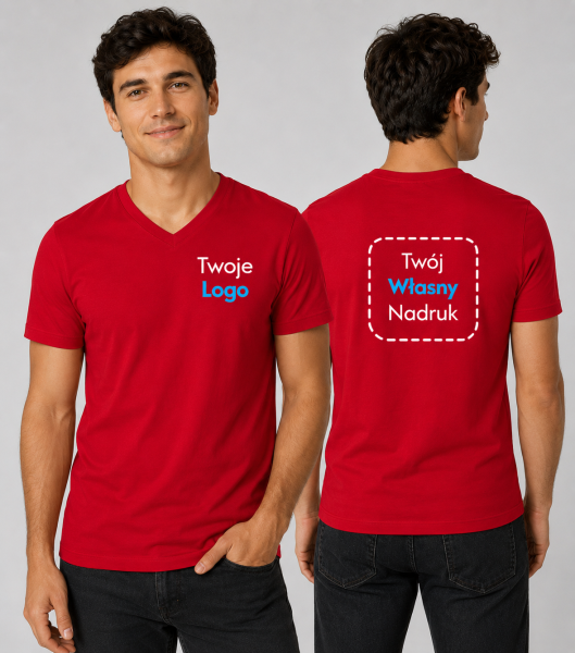Koszulka Męska V-neck z Własnym Nadrukiem 180g – Action