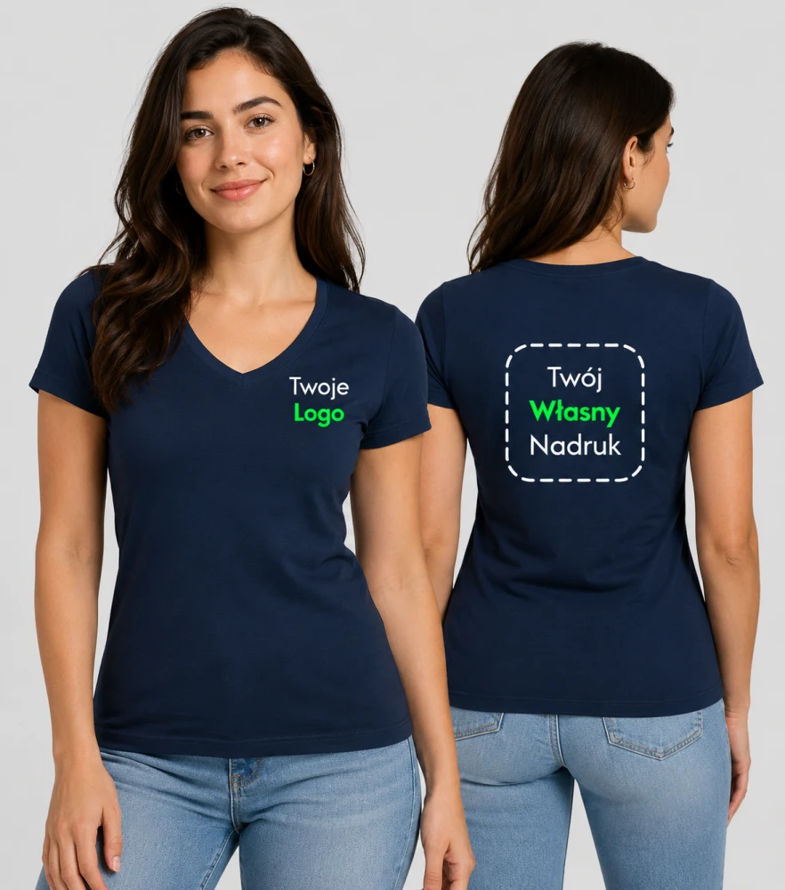 Koszulka Damska V-neck z Własnym Nadrukiem 180g - Action