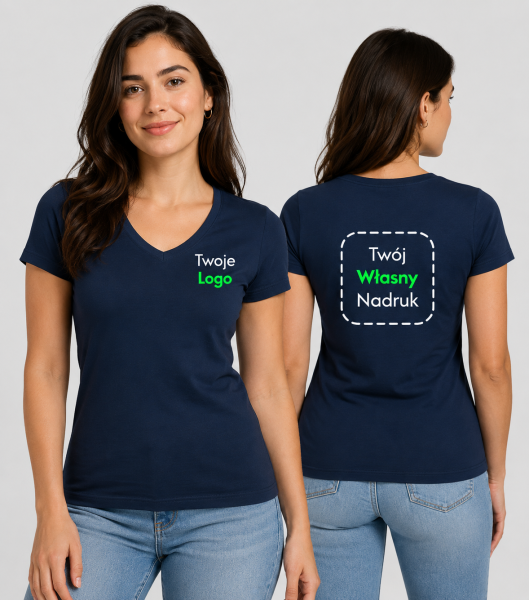 Koszulka Damska V-neck z Własnym Nadrukiem 180g - Action