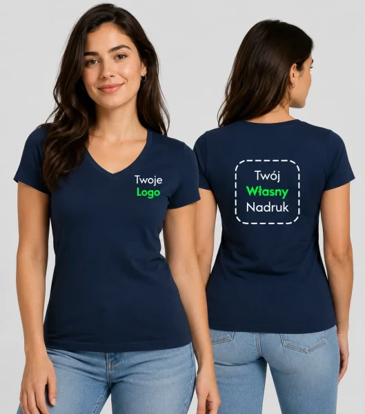 Koszulka Damska V-neck z Własnym Nadrukiem 180g - Action
