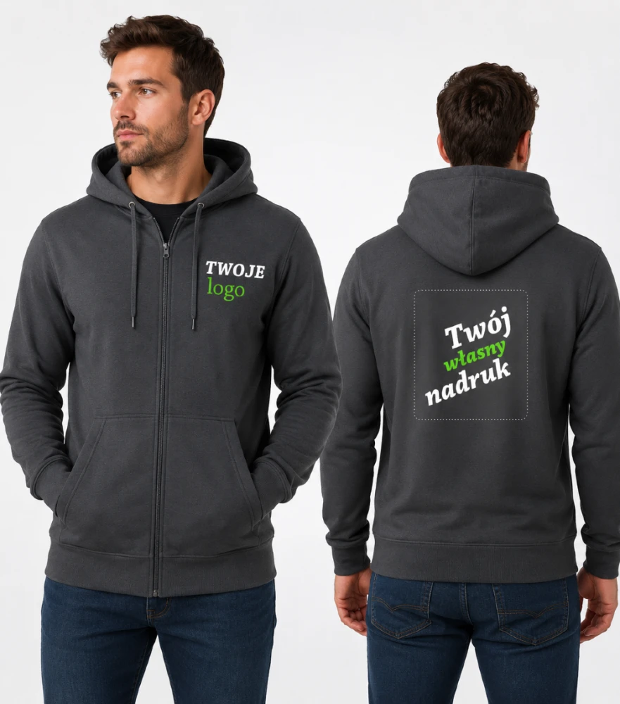 Bluza Męska z Własnym Nadrukiem 300g - Trendy Zipper