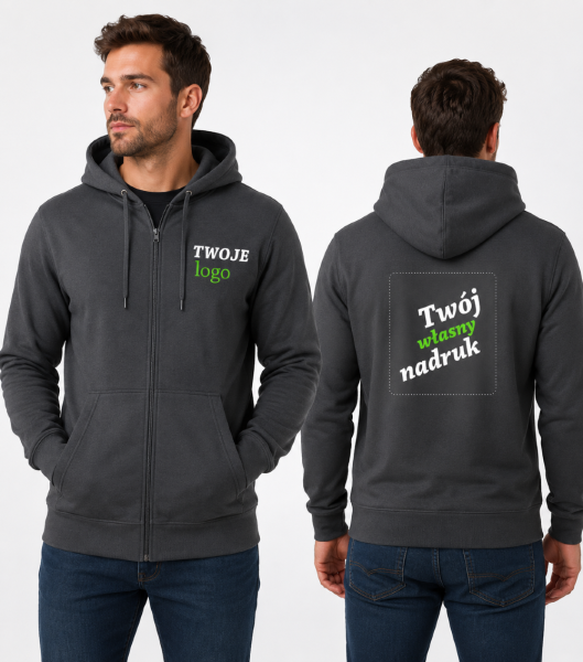 Bluza Męska z Własnym Nadrukiem 300g - Trendy Zipper
