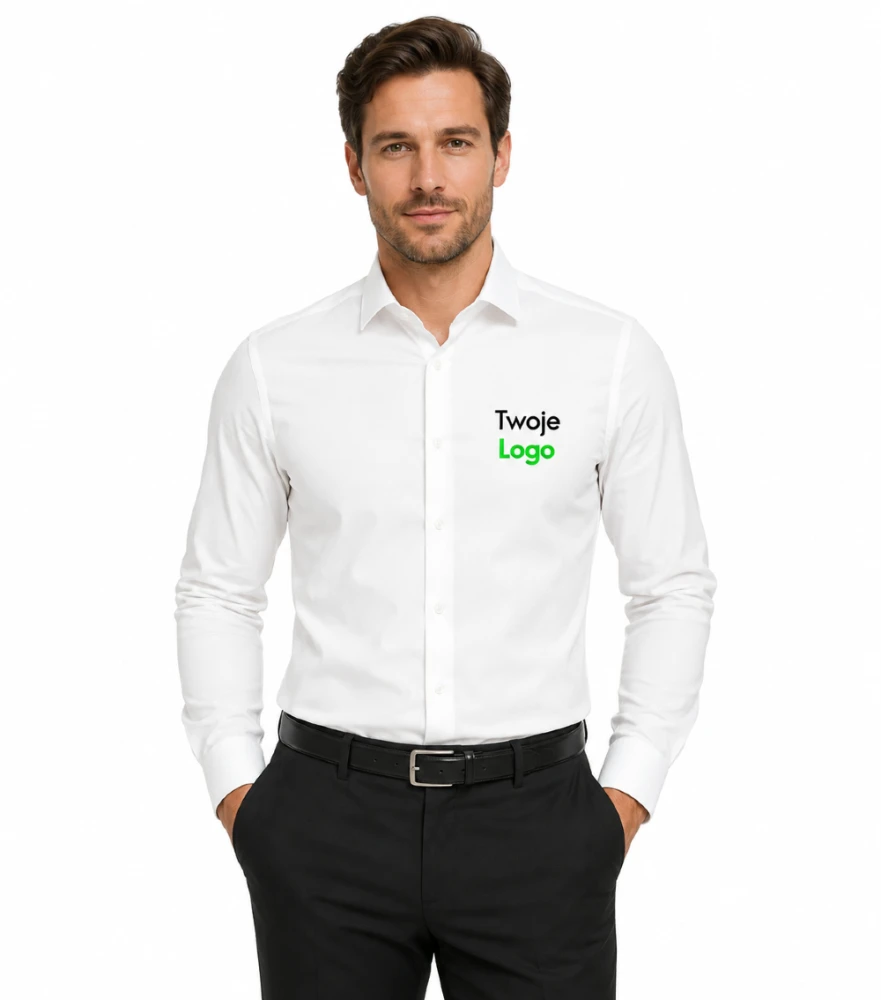 Koszula Męska Długi Rękaw z Własnym Nadrukiem 110g – Fitted Stretch