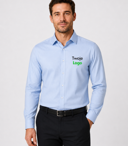 Koszula Męska Długi Rękaw z Własnym Nadrukiem 130g – Fitted Shirt