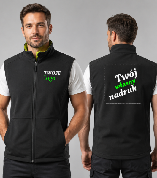 Softshell Kamizelka Męska z Własnym Nadrukiem 280g - Vision