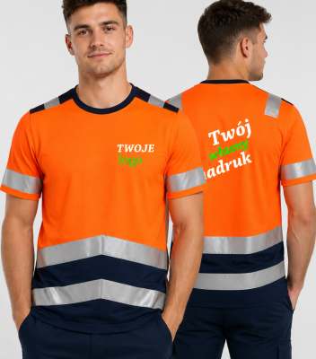 Koszulka Unisex T-shirt Odblaskowa z Własnym Nadrukiem 180g - High Vis Bicolor