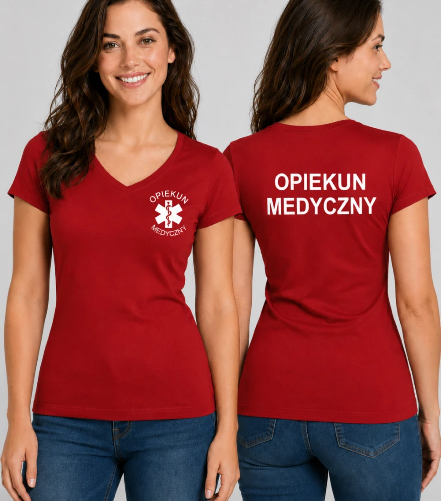 Koszulka V-neck Damska Opiekun Medyczny 180g - Fit V-neck