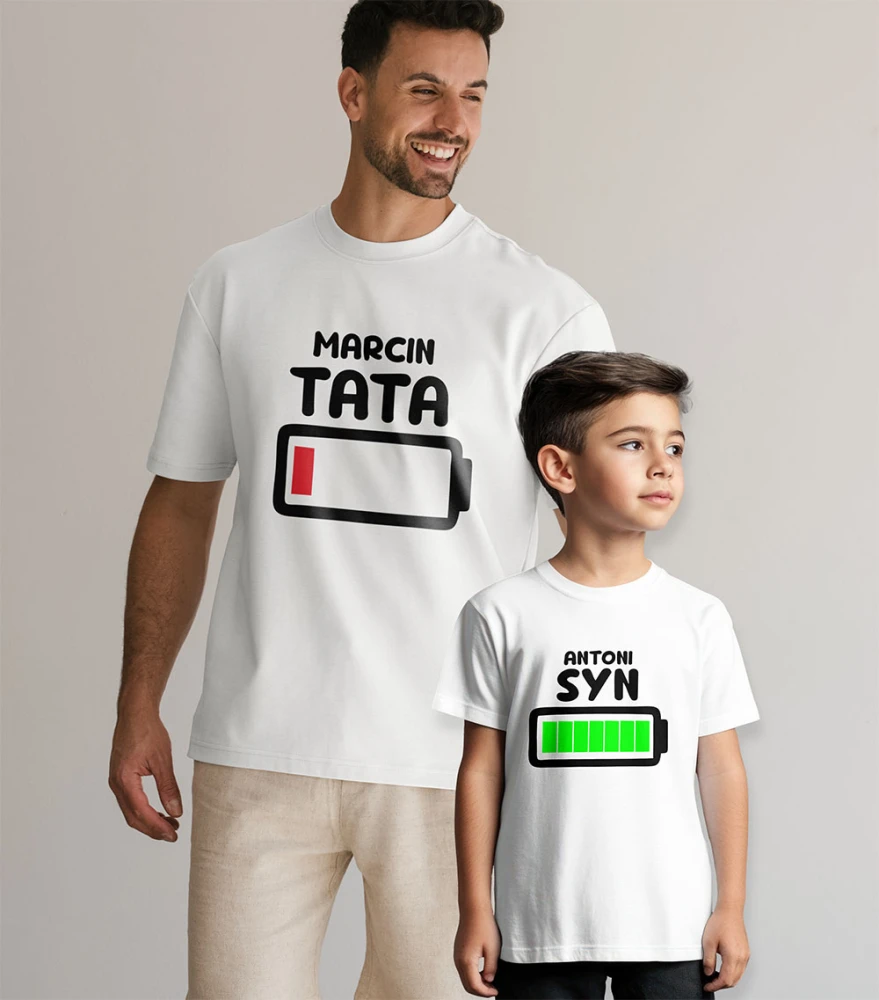 Zestaw Koszulek Dla Taty i Syna z Imionami