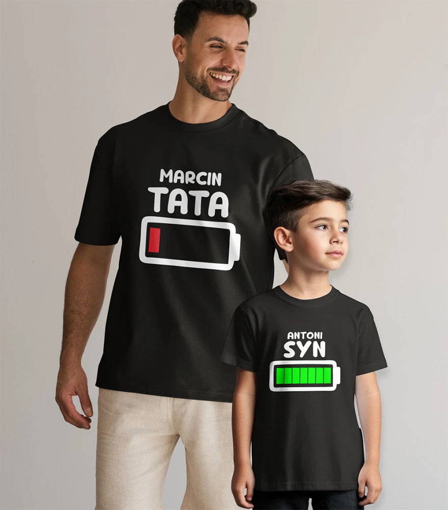 Zestaw Koszulek Dla Taty i Syna z Imionami