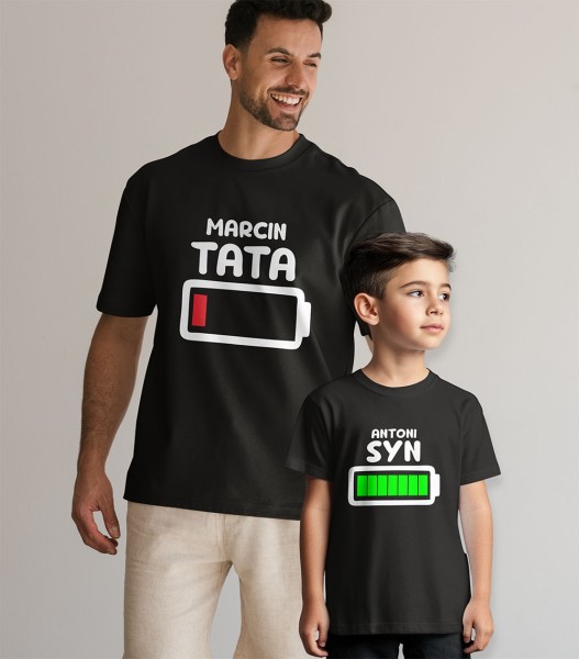 Zestaw Koszulek Dla Taty i Syna z Imionami